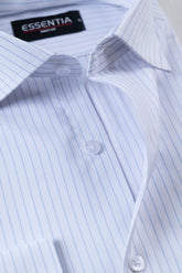 White & Blue Stripe Men's Dress Shirt